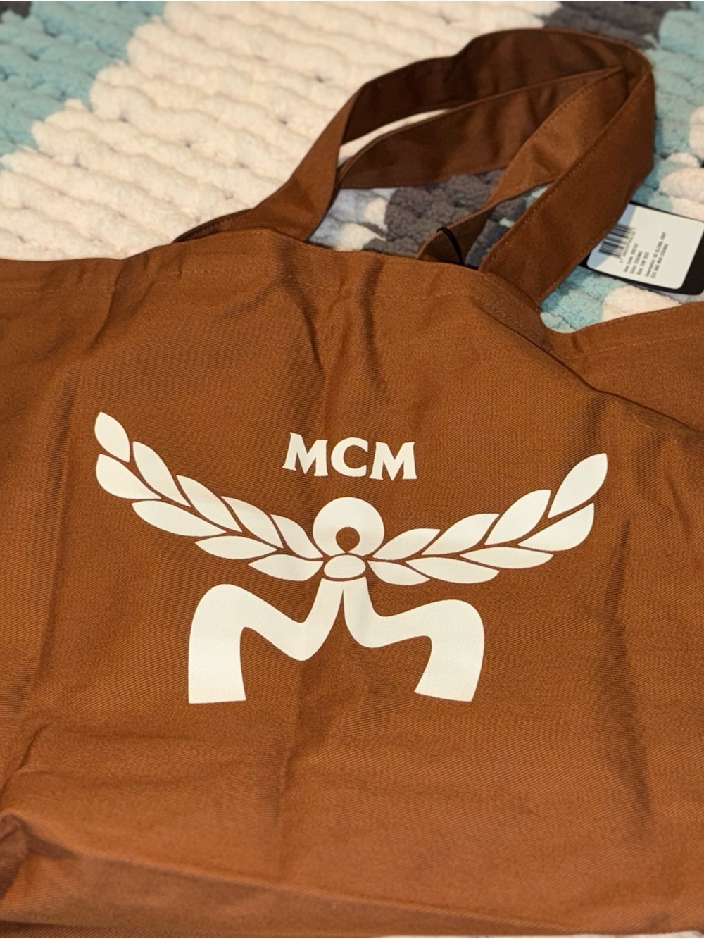 MCM 50th Anniversary Brown Logo Canvas Tote